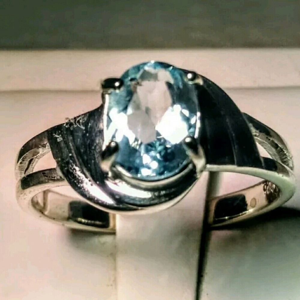 Genuine Blue Topaz Aquamarine Color .925 Sterling